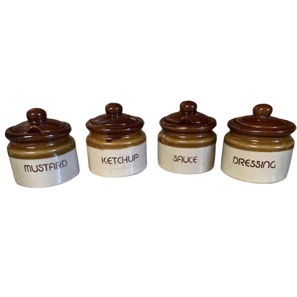 Vintage Dining Vintage 7s Stone Wear Condiment Jars With Lids Set